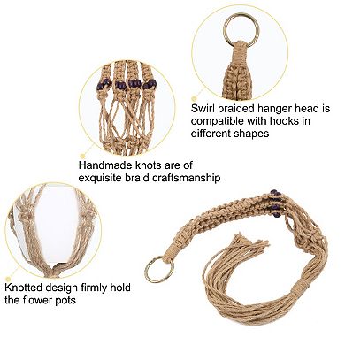 Macrame Flower Pot Holder Plant Hanger Hanging Rope Basket 27.6 Inch Length 2pcs