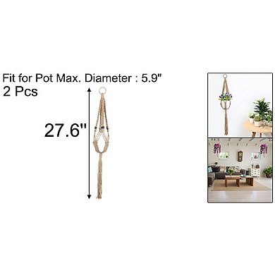 Macrame Flower Pot Holder Plant Hanger Hanging Rope Basket 27.6 Inch Length 2pcs