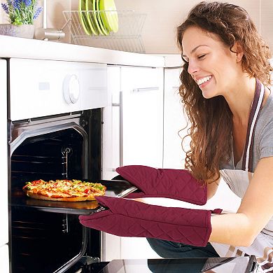 Canvas Oven Mitts Toaster Non-slip Gloves 1 Pair