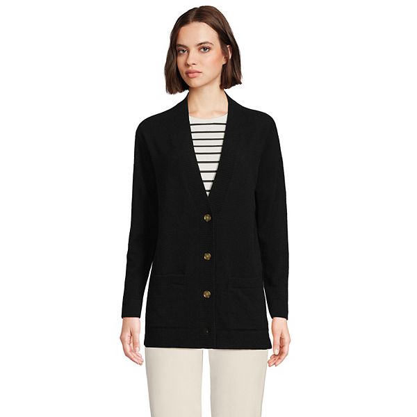 Women's Lands' End Cashmere Boyfriend Cardigan Sweater