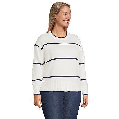 Plus Size Lands' End Drifter Cotton Easy Fit Crewneck Sweater