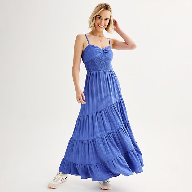 Juniors' SO® Textured Twist Front Tiered Maxi Dress