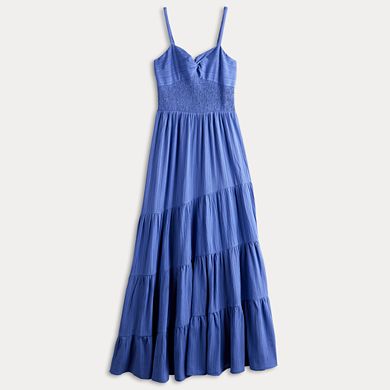 Juniors' SO® Textured Twist Front Tiered Maxi Dress
