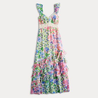 Juniors' SO® Ruffle Maxi Lace Detail Dress