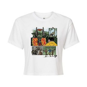 Juniors' Jurassic Park Comic Cropped Tee