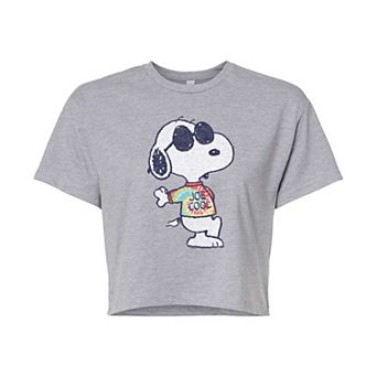 Juniors' Peanuts Snoopy Tie Dye Cropped Tee