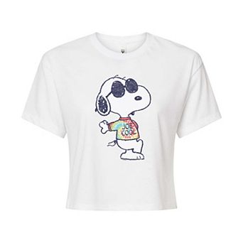 Juniors' Peanuts Snoopy Tie Dye Cropped Tee
