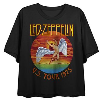 Juniors' Led Zeppelin United States Tour 1975 Cropped Graphic Tee