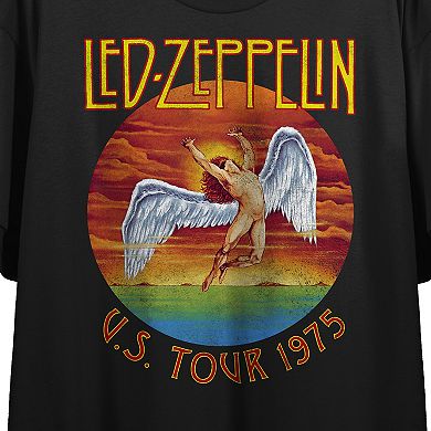 Juniors' Led Zeppelin United States Tour 1975 Cropped Graphic Tee