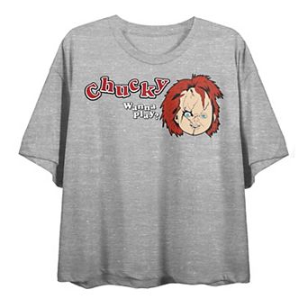Juniors' Chucky Wanna Play Cropped Graphic Tee