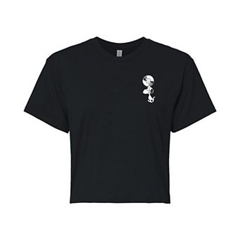 Juniors' Peanuts Snoopy Records Cropped Tee
