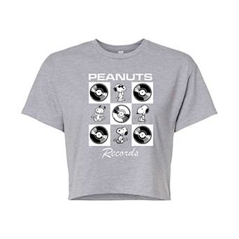 Juniors' Peanuts Snoopy Vinyl Cropped Tee