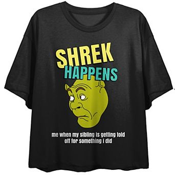 Juniors' Shrek Head Shrek Happens Cropped Graphic Tee