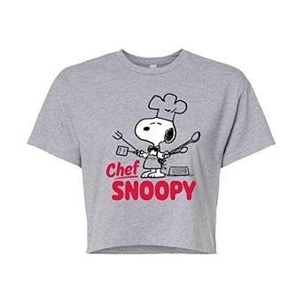 Juniors' Peanuts Chef Snoopy Cropped Tee