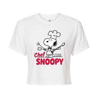 Juniors' Peanuts Chef Snoopy Cropped Tee
