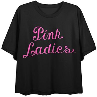 Juniors' Grease Pink Ladies Logo Cropped Graphic Tee