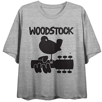 Juniors' Woodstock Logo Cropped Graphic Tee