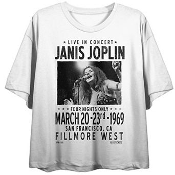 Juniors' Janis Joplin 1969 Fillmore Cropped Graphic Tee
