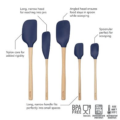 Tovolo Flex-Core 5-pc. Silicone Spatula with Wood Handle Set