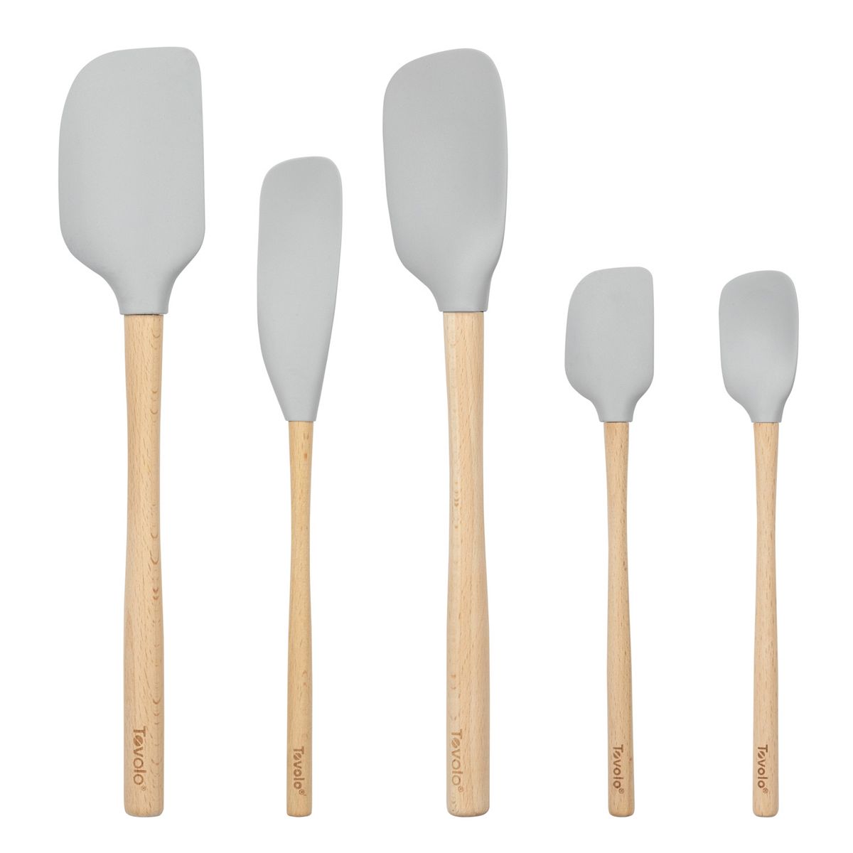 Tovolo Flex-Core 5-pc. Silicone Spatula with Wood Handle Set - Oyster