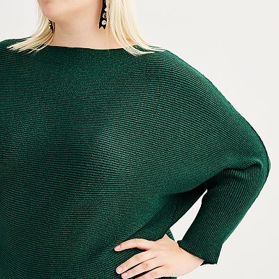 Plus Size philosophy Dolman Sleeve Boatneck Metallic Sweater