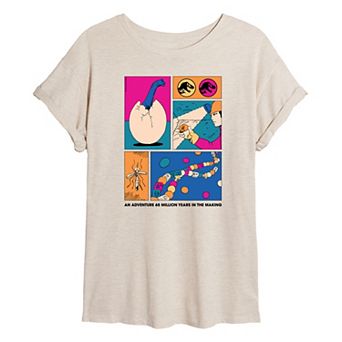 Juniors' Jurassic Park Dino DNA Oversized Tee