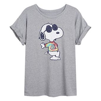 Juniors' Peanuts Snoopy Tie Dye Oversized Tee
