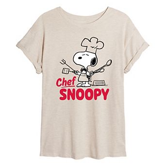 Juniors' Peanuts Chef Snoopy Oversized Tee