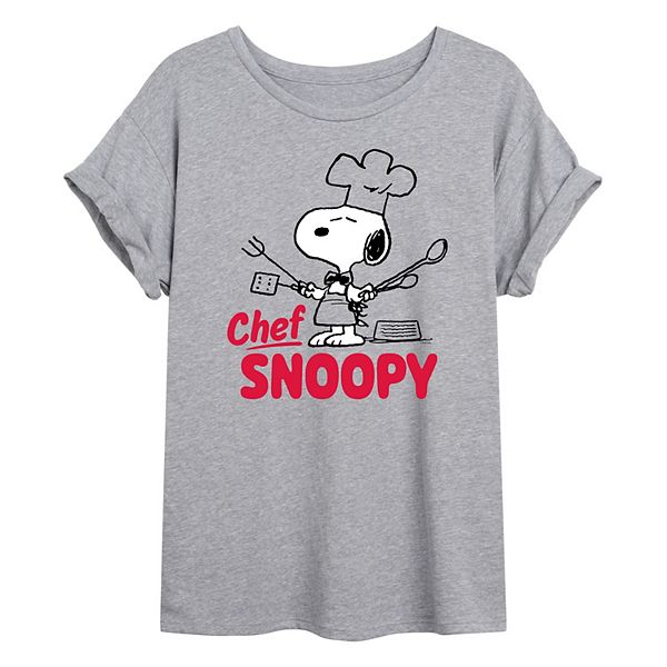 Juniors' Peanuts Chef Snoopy Oversized Tee