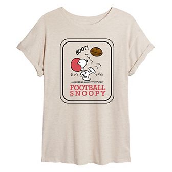 Juniors' Peanuts Football Snoopy Oversized Tee