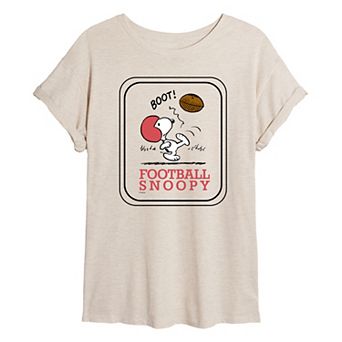 Juniors' Peanuts Football Snoopy Oversized Tee