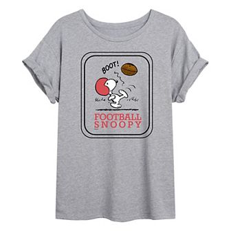 Juniors' Peanuts Football Snoopy Oversized Tee