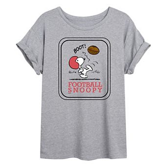 Juniors' Peanuts Football Snoopy Oversized Tee
