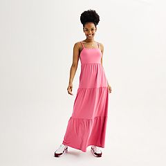 Long Womens Pink Casual Dresses, Clothing