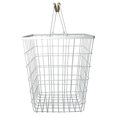 Sonoma Goods For Life® White Wire & Wood Hamper