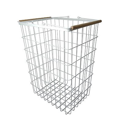 Sonoma Goods For Life® White Wire & Wood Hamper