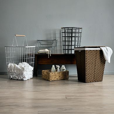 Sonoma Goods For Life® White Wire & Wood Hamper