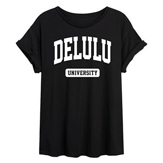 Juniors' Delulu University Oversized Tee