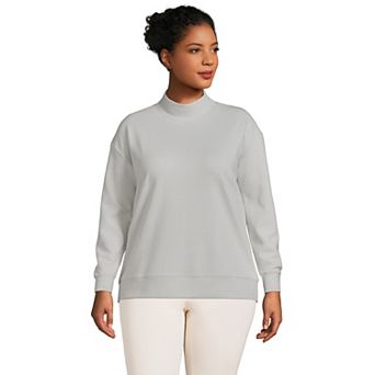 Plus Size Lands' End Long-Sleeve Ottoman Mock Pullover