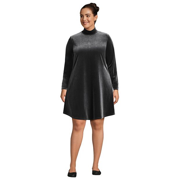 Plus Size Lands End Long Sleeve Velvet Turtleneck Dress