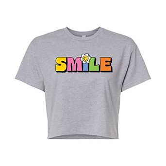 Juniors' Colorful Smile Cropped Tee