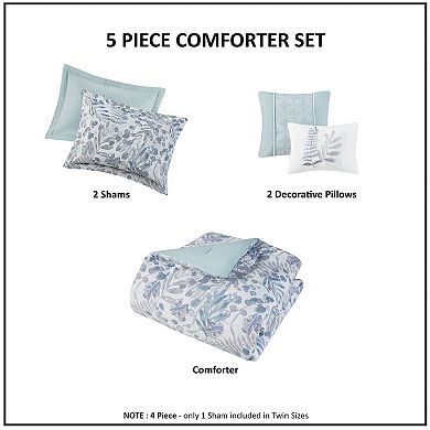 Madison Park Kairi 5-Piece Seersucker Comforter Set with Throw Pillows