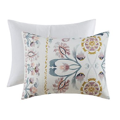 Madison Park Chloe 4-Piece Floral Comforter Set with Throw Pillow