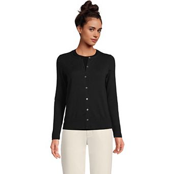 Women's Lands' End Tall Fine Gauge Cotton Cardigan Sweater