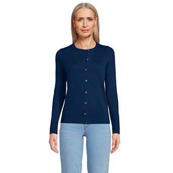 Women's Lands' End Tall Fine Gauge Cotton Cardigan Sweater
