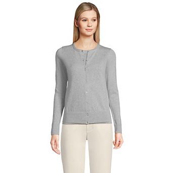Women's Lands' End Tall Fine Gauge Cotton Cardigan Sweater