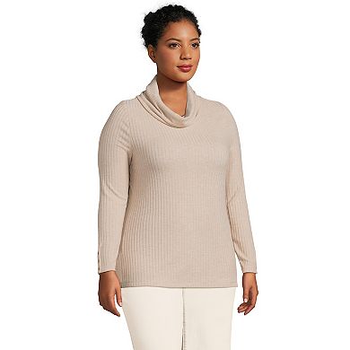 Plus Size Lands' End Long Sleeve Wide Rib Turtleneck