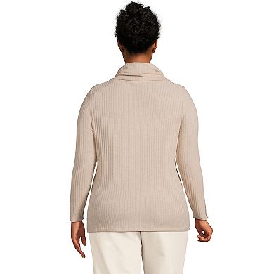 Plus Size Lands' End Long Sleeve Wide Rib Turtleneck