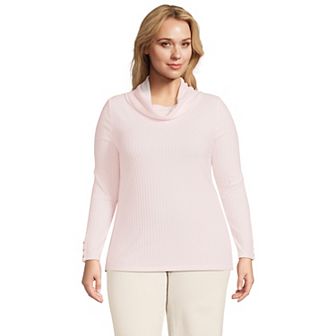 Plus Size Lands' End Long Sleeve Wide Rib Turtleneck