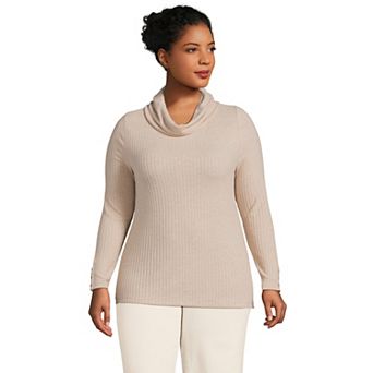Plus Size Lands' End Long Sleeve Wide Rib Turtleneck